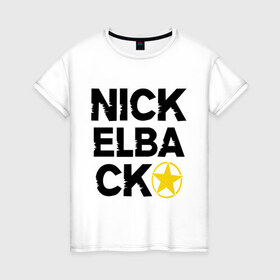 Женская футболка хлопок с принтом Nickelback star , 100% хлопок | прямой крой, круглый вырез горловины, длина до линии бедер, слегка спущенное плечо | 