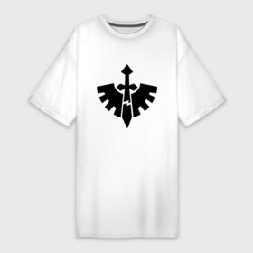 Платье-футболка хлопок с принтом Тёмные Ангелы (Dark Angels) ,  |  | warhammer online | игры | меч | оружие | тёмные ангелы (dark angels)