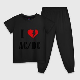 Детская пижама хлопок с принтом I Love AC DC , 100% хлопок |  брюки и футболка прямого кроя, без карманов, на брюках мягкая резинка на поясе и по низу штанин
 | ac dc | i love ac dc | музыка | музыка для сердца | рок | сердце