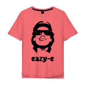 Мужская футболка хлопок Oversize с принтом eazy-e , 100% хлопок | свободный крой, круглый ворот, “спинка” длиннее передней части | eazy e | rap | зарубежные американский рэпер | кепка | музыка | очки | рэпер