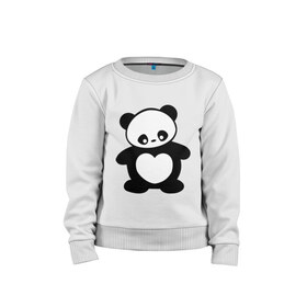 Детский свитшот хлопок с принтом Панда с сердцем panda heart , 100% хлопок | круглый вырез горловины, эластичные манжеты, пояс и воротник | панда