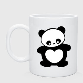 Кружка с принтом Панда с сердцем panda heart , керамика | объем — 330 мл, диаметр — 80 мм. Принт наносится на бока кружки, можно сделать два разных изображения | панда