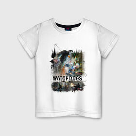 Детская футболка хлопок с принтом Watch Dogs , 100% хлопок | круглый вырез горловины, полуприлегающий силуэт, длина до линии бедер | watch dogs | игры