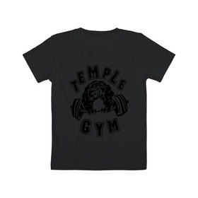 Детская футболка хлопок с принтом Temple gym , 100% хлопок | круглый вырез горловины, полуприлегающий силуэт, длина до линии бедер | temple gym | пес | силовой спорт | спорт | спортивный пес | тренажерный зал