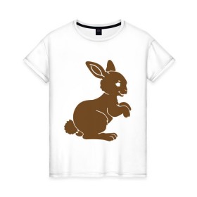 Женская футболка хлопок с принтом Зайчик , 100% хлопок | прямой крой, круглый вырез горловины, длина до линии бедер, слегка спущенное плечо | белый кролик | животные | зайчик | кролик | милый зайка