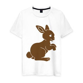 Мужская футболка хлопок с принтом Зайчик , 100% хлопок | прямой крой, круглый вырез горловины, длина до линии бедер, слегка спущенное плечо. | белый кролик | животные | зайчик | кролик | милый зайка