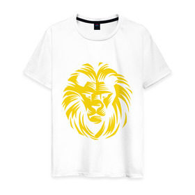 Мужская футболка хлопок с принтом Лев царь зверей , 100% хлопок | прямой крой, круглый вырез горловины, длина до линии бедер, слегка спущенное плечо. | Тематика изображения на принте: голова льва | животное | зверь | лев царь зверей | царь зверей