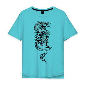 Мужская футболка хлопок Oversize с принтом Японский дракон , 100% хлопок | свободный крой, круглый ворот, “спинка” длиннее передней части | media | дракон | прикольные картинки | трайблы и узоры 
автор: pavecher | японский дракон