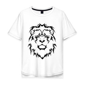 Мужская футболка хлопок Oversize с принтом Лев - Взгляд , 100% хлопок | свободный крой, круглый ворот, “спинка” длиннее передней части | голова | голова льва | тату