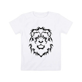 Детская футболка хлопок с принтом Лев - Взгляд , 100% хлопок | круглый вырез горловины, полуприлегающий силуэт, длина до линии бедер | голова | голова льва | тату