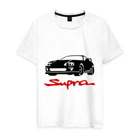 Мужская футболка хлопок с принтом toyota supra , 100% хлопок | прямой крой, круглый вырез горловины, длина до линии бедер, слегка спущенное плечо. | toyota | toyota supra | автомобильные | машинка | спорт | тачки