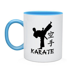Кружка двухцветная с принтом Karate (Карате) , керамика | объем — 330 мл, диаметр — 80 мм. Цветная ручка и кайма сверху, в некоторых цветах — вся внутренняя часть | karate | единоборства | карате | спорт