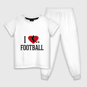 Детская пижама хлопок с принтом Я люблю футбол , 100% хлопок |  брюки и футболка прямого кроя, без карманов, на брюках мягкая резинка на поясе и по низу штанин
 | football | футболерывкашники | футболист | я люблю футбол