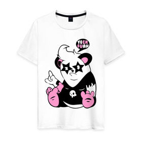 Мужская футболка хлопок с принтом Большая крутая панда , 100% хлопок | прямой крой, круглый вырез горловины, длина до линии бедер, слегка спущенное плечо. | Тематика изображения на принте: панда