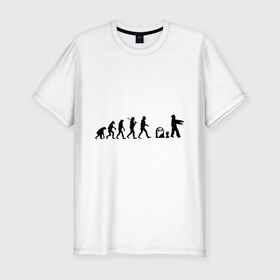 Мужская футболка премиум с принтом zombi evolution , 92% хлопок, 8% лайкра | приталенный силуэт, круглый вырез ворота, длина до линии бедра, короткий рукав | zombi evolution | мертвец | могила | монстры | сериалы | ходячие мертвецы | эволюция