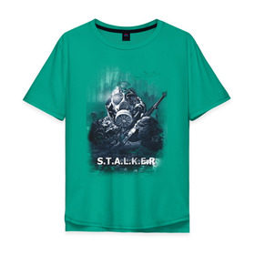 Мужская футболка хлопок Oversize с принтом STALKER , 100% хлопок | свободный крой, круглый ворот, “спинка” длиннее передней части | shooter | stalker | постапокалиптические | припять | радиация | сталкер | чернобыль | шутер