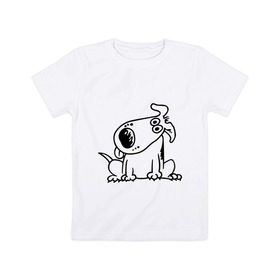 Детская футболка хлопок с принтом Смешная собака , 100% хлопок | круглый вырез горловины, полуприлегающий силуэт, длина до линии бедер | милый песик | пес