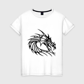 Женская футболка хлопок с принтом Древний дракон , 100% хлопок | прямой крой, круглый вырез горловины, длина до линии бедер, слегка спущенное плечо | 