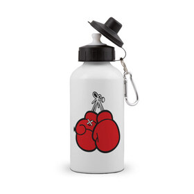 Бутылка спортивная с принтом Боксерские перчатки , металл | емкость — 500 мл, в комплекте две пластиковые крышки и карабин для крепления | бокс | боксерские перчатки | перчатки | спорт