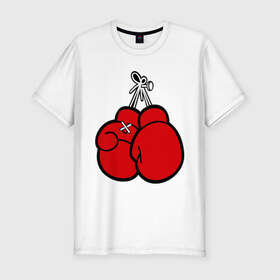 Мужская футболка премиум с принтом Боксерские перчатки , 92% хлопок, 8% лайкра | приталенный силуэт, круглый вырез ворота, длина до линии бедра, короткий рукав | бокс | боксерские перчатки | перчатки | спорт