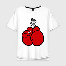 Мужская футболка хлопок Oversize с принтом Боксерские перчатки , 100% хлопок | свободный крой, круглый ворот, “спинка” длиннее передней части | бокс | боксерские перчатки | перчатки | спорт
