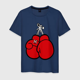Мужская футболка хлопок с принтом Боксерские перчатки , 100% хлопок | прямой крой, круглый вырез горловины, длина до линии бедер, слегка спущенное плечо. | бокс | боксерские перчатки | перчатки | спорт