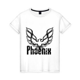 Женская футболка хлопок с принтом Феникс , 100% хлопок | прямой крой, круглый вырез горловины, длина до линии бедер, слегка спущенное плечо | девушка | птица | феникс огонь