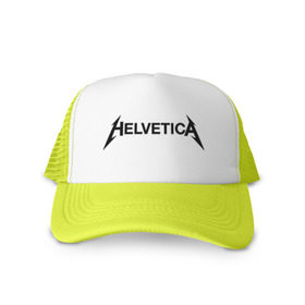 Кепка тракер с сеткой с принтом Helvetica Metallica , трикотажное полотно; задняя часть — сетка | длинный козырек, универсальный размер, пластиковая застежка | helvetica metallica | антибренд