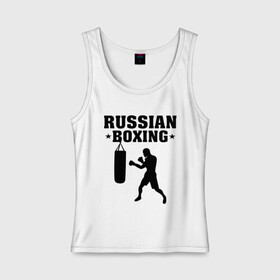 Женская майка хлопок с принтом Russian Boxing (Русский бокс) , 95% хлопок, 5% эластан |  | russian boxing | бокс | борьба | русский бокс | спорт