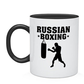 Кружка двухцветная с принтом Russian Boxing (Русский бокс) , керамика | объем — 330 мл, диаметр — 80 мм. Цветная ручка и кайма сверху, в некоторых цветах — вся внутренняя часть | russian boxing | бокс | борьба | русский бокс | спорт