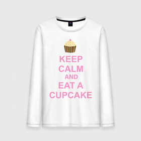 Мужской лонгслив хлопок с принтом keep calm and eat a cupcake , 100% хлопок |  | keep calm and eat a cupcake | антибренд | кекс | сохранять спокойствие и съесть кекс