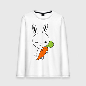 Мужской лонгслив хлопок с принтом Зайчик с морковкой , 100% хлопок |  | животные | зайка | зайчик | зайчик с морковкой | морковка