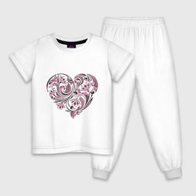 Детская пижама хлопок с принтом Расписное сердце , 100% хлопок |  брюки и футболка прямого кроя, без карманов, на брюках мягкая резинка на поясе и по низу штанин
 | 14 февраля | love is.. | влюбленным | красивые рисунки | расписное сердце | сердца | сердце