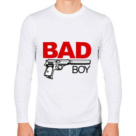 Мужской лонгслив хлопок с принтом Bad boy (плохой парень) , 100% хлопок |  | bad boy