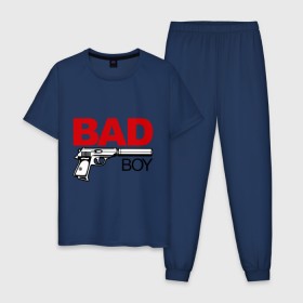 Мужская пижама хлопок с принтом Bad boy (плохой парень) , 100% хлопок | брюки и футболка прямого кроя, без карманов, на брюках мягкая резинка на поясе и по низу штанин
 | Тематика изображения на принте: bad boy