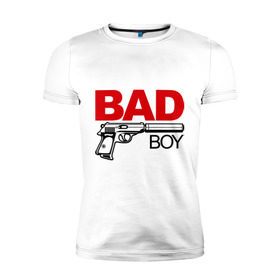 Мужская футболка премиум с принтом Bad boy (плохой парень) , 92% хлопок, 8% лайкра | приталенный силуэт, круглый вырез ворота, длина до линии бедра, короткий рукав | Тематика изображения на принте: bad boy