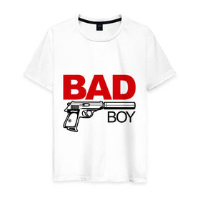 Мужская футболка хлопок с принтом Bad boy (плохой парень) , 100% хлопок | прямой крой, круглый вырез горловины, длина до линии бедер, слегка спущенное плечо. | Тематика изображения на принте: bad boy