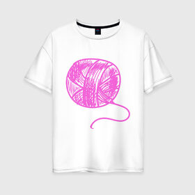 Женская футболка хлопок Oversize с принтом Клубок , 100% хлопок | свободный крой, круглый ворот, спущенный рукав, длина до линии бедер
 | клубок | нитки | парные