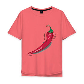 Мужская футболка хлопок Oversize с принтом Перчик , 100% хлопок | свободный крой, круглый ворот, “спинка” длиннее передней части | жгучий перец | красный перец | парные | перец | перчик