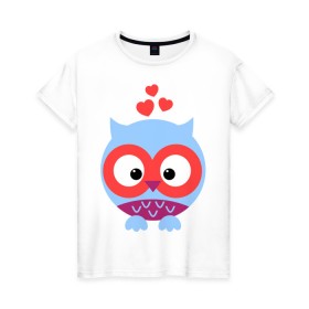 Женская футболка хлопок с принтом Сова аппликация , 100% хлопок | прямой крой, круглый вырез горловины, длина до линии бедер, слегка спущенное плечо | сова