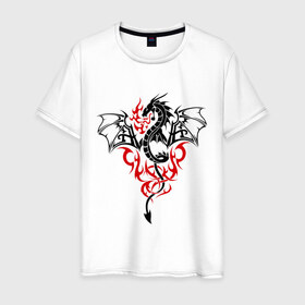 Мужская футболка хлопок с принтом Огнедышащий дракон , 100% хлопок | прямой крой, круглый вырез горловины, длина до линии бедер, слегка спущенное плечо. | дракон | огнедышащий дракон | огонь | пламя