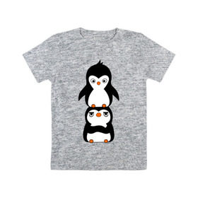 Детская футболка хлопок с принтом Пингвины , 100% хлопок | круглый вырез горловины, полуприлегающий силуэт, длина до линии бедер | 14 февраля | влюбленным | пингвины | прикольные картинки