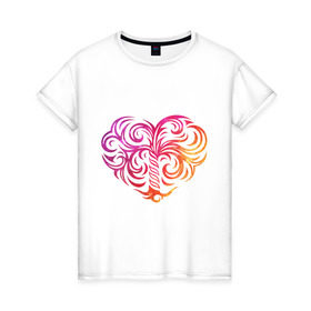 Женская футболка хлопок с принтом Пальма в виде сердца , 100% хлопок | прямой крой, круглый вырез горловины, длина до линии бедер, слегка спущенное плечо | 14 февраля | love is... | пальма в виде сердца | сердца | туристические