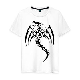 Мужская футболка хлопок с принтом Ярость дракона , 100% хлопок | прямой крой, круглый вырез горловины, длина до линии бедер, слегка спущенное плечо. | крылья