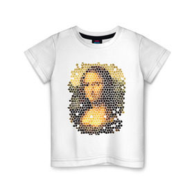 Детская футболка хлопок с принтом Mona Lisa , 100% хлопок | круглый вырез горловины, полуприлегающий силуэт, длина до линии бедер | mona lisa | леонардо да винчи | мозаика | мона лиза | фреска