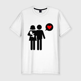 Мужская футболка премиум с принтом Счастливые родители , 92% хлопок, 8% лайкра | приталенный силуэт, круглый вырез ворота, длина до линии бедра, короткий рукав | Тематика изображения на принте: 14 февраля | love is.. | влюбленным | любовь | молодожены | родители | счастливые родители