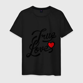 Мужская футболка хлопок с принтом True love Настоящая любовь , 100% хлопок | прямой крой, круглый вырез горловины, длина до линии бедер, слегка спущенное плечо. | 14 февраля | love is.. | true love | влюбленным | любовь | настоящая любовь | сердца
