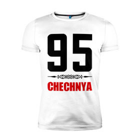 Мужская футболка премиум с принтом 95 Чечня , 92% хлопок, 8% лайкра | приталенный силуэт, круглый вырез ворота, длина до линии бедра, короткий рукав | 95 | 95 чечня | регионы | регионы россии | россии | чечня