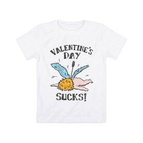 Детская футболка хлопок с принтом Valentine`s day sucks , 100% хлопок | круглый вырез горловины, полуприлегающий силуэт, длина до линии бедер | 14 февраля | день всех влюбленных | день святого валентина | ненавижу день святого валентина