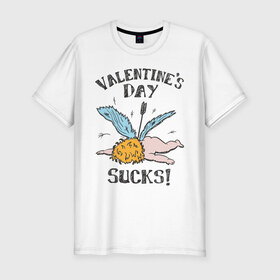 Мужская футболка премиум с принтом Valentine`s day sucks , 92% хлопок, 8% лайкра | приталенный силуэт, круглый вырез ворота, длина до линии бедра, короткий рукав | 14 февраля | день всех влюбленных | день святого валентина | ненавижу день святого валентина